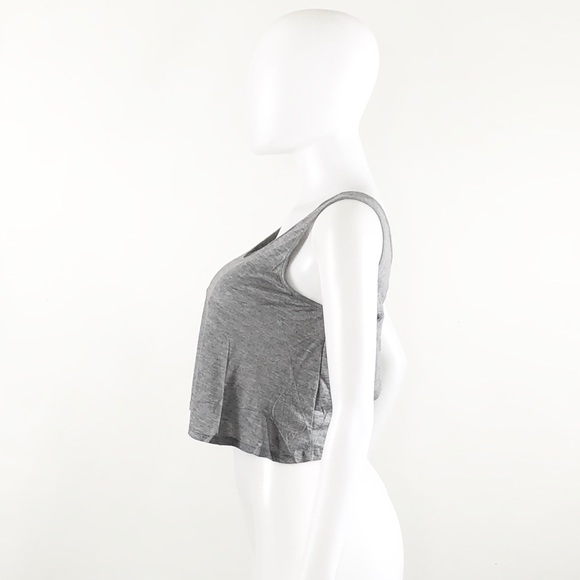 NWOT Gray Criss Cross Back Loose Fit Crop Top - Picture 3 of 5